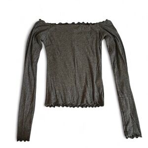 Grey ribbed off the shoulder top